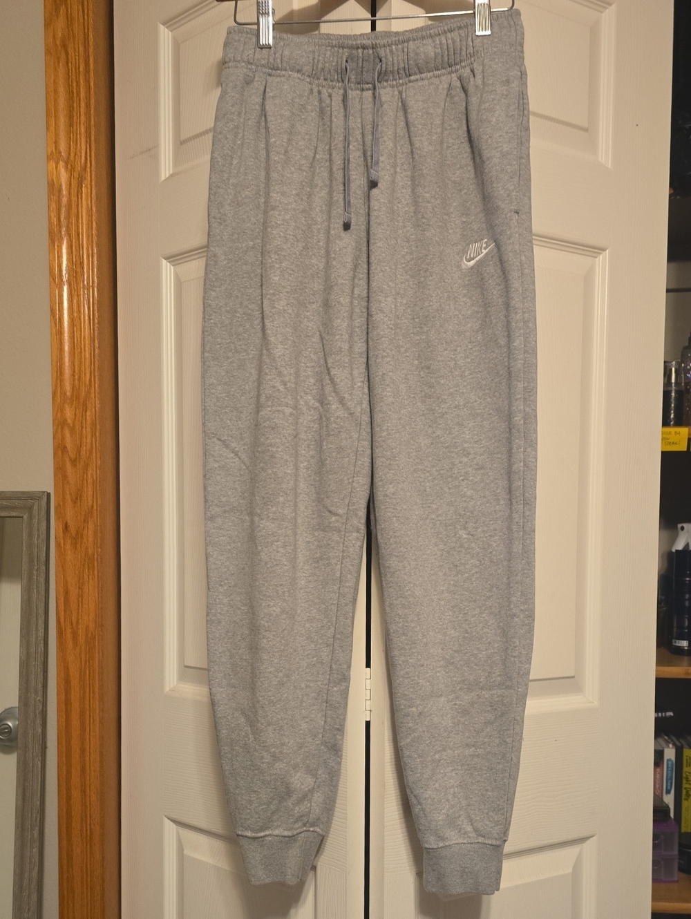Nike Women's Light Gray Fleece Joggers with White Swoosh